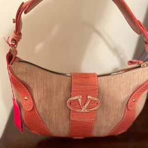 NWT Valentino Crocodile Raffia Hobo Bag